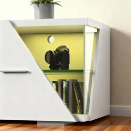 Mdf Tv Cabinet With 2 Doors, Rgb Led Lighting Entertainment Unit - thumbnail 3
