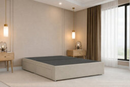 "Nexus Amalfi Cream Plush Divan Bed Base No Drawers With 26"" Strutted Headboard 2'6 Small Single" - thumbnail 3