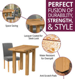 Hallowood Furniture Waverly Small Folding Table With 4 Upholstered Chairs In Grey Fabric - thumbnail 2