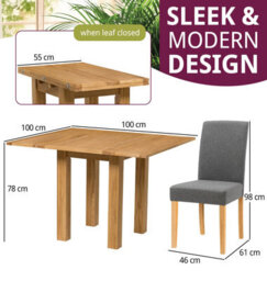 Hallowood Furniture Waverly Small Folding Table With 4 Upholstered Chairs In Grey Fabric - thumbnail 3