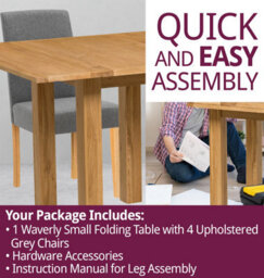 Hallowood Furniture Waverly Small Folding Table With 4 Upholstered Chairs In Grey Fabric - thumbnail 7