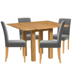 Hallowood Furniture Waverly Small Folding Table With 4 Upholstered Chairs In Grey Fabric - thumbnail 8