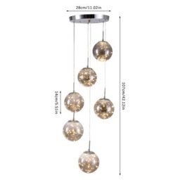 Living And Home Modern 6 Light Chandelier With Starry Sky Effect, Glass Lampshade, 3 Colors Adjustable - thumbnail 9