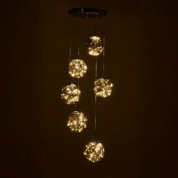 Living And Home Modern 6 Light Chandelier With Starry Sky Effect, Glass Lampshade, 3 Colors Adjustable - thumbnail 3
