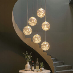 Living And Home Modern 6 Light Chandelier With Starry Sky Effect, Glass Lampshade, 3 Colors Adjustable - thumbnail 4