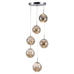 Living And Home Modern 6 Light Chandelier With Starry Sky Effect, Glass Lampshade, 3 Colors Adjustable - thumbnail 5