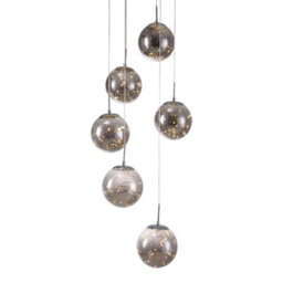 Living And Home Modern 6 Light Chandelier With Starry Sky Effect, Glass Lampshade, 3 Colors Adjustable - thumbnail 6