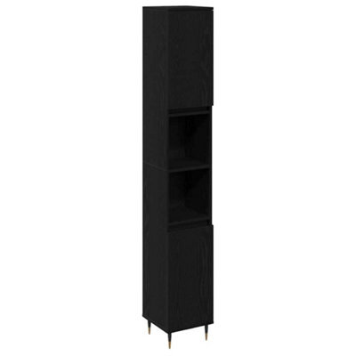 Berkfield Modern Bathroom Cabinet Black Oak 30X30X190 Cm Engineered Wood - image 1