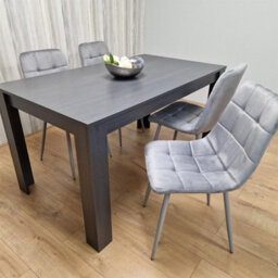 Kosy Koala Dining Table And 4 Chairs  Black Dark Grey 4 Velvet Grey Chairs Wood Dining Set Furniture - thumbnail 7