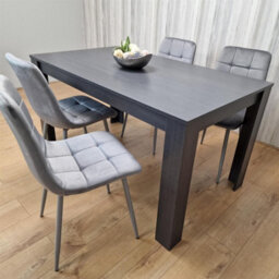 Kosy Koala Dining Table And 4 Chairs  Black Dark Grey 4 Velvet Grey Chairs Wood Dining Set Furniture - thumbnail 9