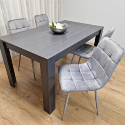 Kosy Koala Dining Table And 4 Chairs  Black Dark Grey 4 Velvet Grey Chairs Wood Dining Set Furniture - thumbnail 8