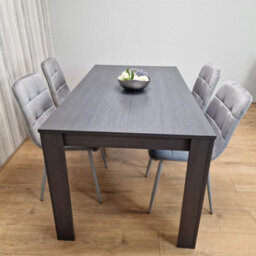 Kosy Koala Dining Table And 4 Chairs  Black Dark Grey 4 Velvet Grey Chairs Wood Dining Set Furniture - thumbnail 2