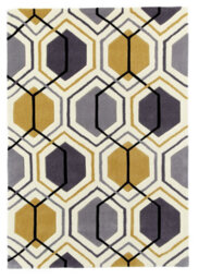 Grey/yellow Rug, Stain-Resistant Easy To Clean Geometric Rug, Modern Rug For Living Room, & Dining Room-120Cm X 170Cm - thumbnail 1