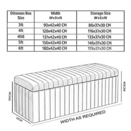 150Cm Wide Lux Ottoman Storage Box, Mustard Gold Velvet Upholstered Full Striped Storage Ottoman Box - thumbnail 3
