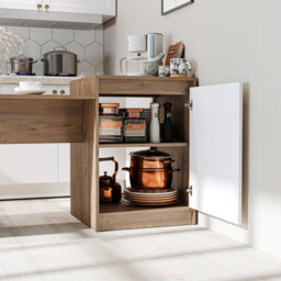 Roomart Milano Kitchen Island And Dining Table, White And Oak Effect - thumbnail 3