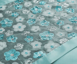 Homes & Linen Romi Luxury Floral Embroidered Teal Duvet Cover Set Polyester Bedding With Pillowcases - thumbnail 3