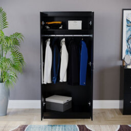Lassic Vida Designs Riano Black 2 Door Wardrobe (H)1700mm (W)760mm (D)470mm - thumbnail 6