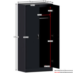 Lassic Vida Designs Riano Black 2 Door Wardrobe (H)1700mm (W)760mm (D)470mm - thumbnail 2