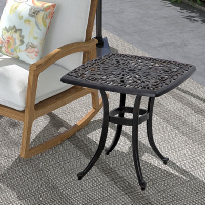 Outsunny Cast Aluminium Bistro Table With Umbrella Hole, Bronze Tone - image 1