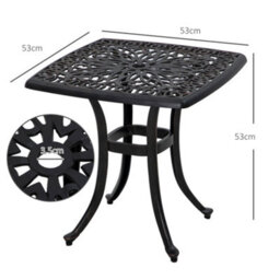 Outsunny Cast Aluminium Bistro Table With Umbrella Hole, Bronze Tone - thumbnail 3