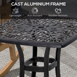 Outsunny Cast Aluminium Bistro Table With Umbrella Hole, Bronze Tone - thumbnail 5