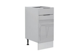 Impact Furniture Kitchen Drawer Unit 400mm Base Cabinet Modern High Gloss Grey Storage Cupboard Star - thumbnail 2