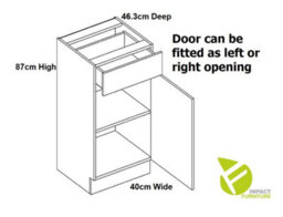 Impact Furniture Kitchen Drawer Unit 400mm Base Cabinet Modern High Gloss Grey Storage Cupboard Star - thumbnail 3