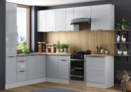 Impact Furniture Kitchen Drawer Unit 400mm Base Cabinet Modern High Gloss Grey Storage Cupboard Star - thumbnail 6
