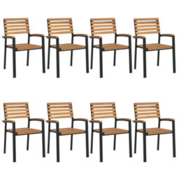 Berkfield 9 Piece Garden Dining Set Solid Wood Acacia And Metal - thumbnail 3