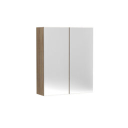 Hudson Reed Fusion Wall Hung 2 Door Mirror Cabinet, Soft Close, Mfc Bleached Oak Woodgrain, 600X182X715mm - thumbnail 1