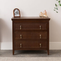 Melody Maison 3 Drawer Dark Wood Reeded Chest Of Drawers - Georgian Range - thumbnail 7