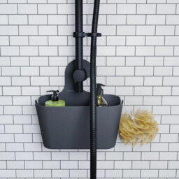 Grey Shower Caddy Hook Over Bathroom Storage Basket Organiser - thumbnail 5