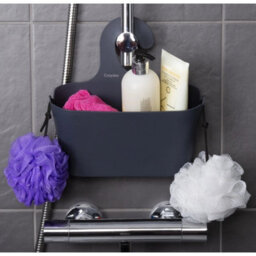 Grey Shower Caddy Hook Over Bathroom Storage Basket Organiser - thumbnail 6