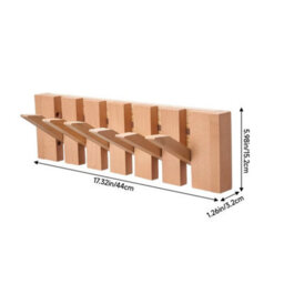 Natural Wood Piano Key Coat Hook Rack Coat Hooks - thumbnail 2