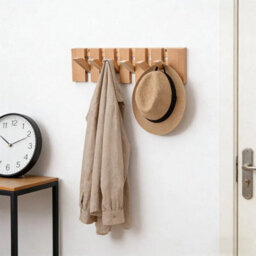 Natural Wood Piano Key Coat Hook Rack Coat Hooks - thumbnail 5