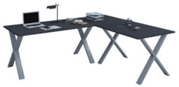 Vcm Desk Lona Silver / Anthracite H. 76 X W. 190 X D. 190 Cm