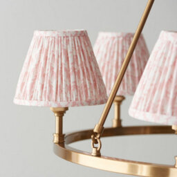 Luminosa Lighting Luminosa Chester Brushed Aged Brass Plate Pendant Light With Peachy Keen Fabric Leaf Shade 16Cm 6X B22 - thumbnail 4