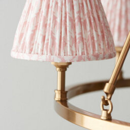 Luminosa Lighting Luminosa Chester Brushed Aged Brass Plate Pendant Light With Peachy Keen Fabric Leaf Shade 16Cm 6X B22 - thumbnail 5