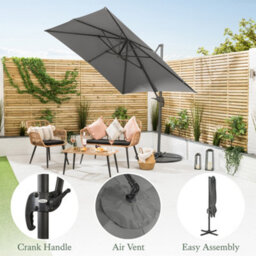 Christow Aluminium 2.5M Cantilever Garden Patio Parasol - thumbnail 3