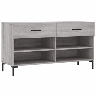 Berkfield Industrial Shoe Bench Grey Sonoma 102X35X55 Cm Engineered Wood - image 1