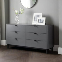 Oakham Premium Nova 6 Drawer Wide Chest - Storm Grey & Black - thumbnail 3