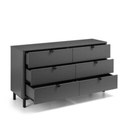 Oakham Premium Nova 6 Drawer Wide Chest - Storm Grey & Black - thumbnail 2