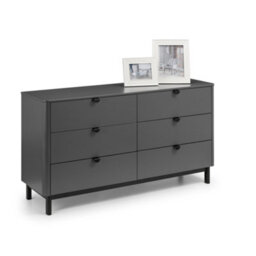 Oakham Premium Nova 6 Drawer Wide Chest - Storm Grey & Black