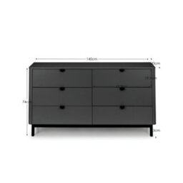 Oakham Premium Nova 6 Drawer Wide Chest - Storm Grey & Black - thumbnail 8