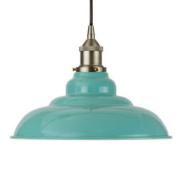 Duck Egg Blue St Edmund's Painted Dome Pendant Light With Brushed Chrome Lamp Holder And Black Round Cable - Se Home