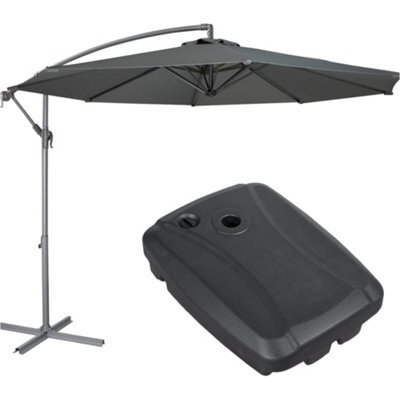 Loops Easy Open 3M Banana Parasol Grey & 60L Wheeled Base - Garden Dining Umbrella Set - image 1