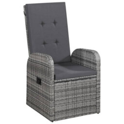 Berkfield 7 Piece Garden Dining Set With Cushions Grey Poly Rattan - thumbnail 2