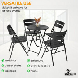 Novecrafto Heavy Duty Folding Chair - 79 X 45 X 50 Cm Hdpe Plastic Top & Powder Coated Steel Frame, Indoor & Outdoor Use - thumbnail 7