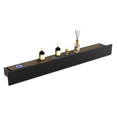 Plum&clay Eve Black Floating Wireless Charging Smart Shelf With Led Lighting (W)1200mm - image 1