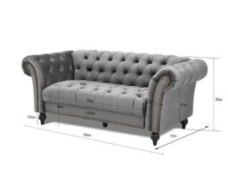 Home Detail Mayfair Velvet Fabric 3 Seater Sofa, Grey - thumbnail 6